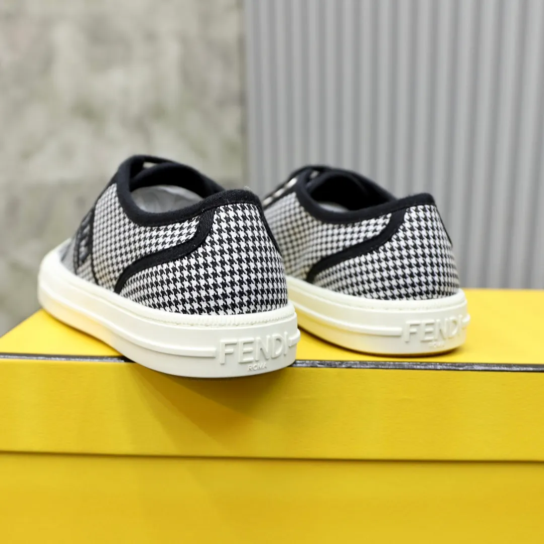Men's men's shoes 💰380 [New style] 🍿🍿Fendi 👫Couple style low-top canvas shoes, Fendi 2024 spring and summer new lace-up canvas shoes, upper FF jacquard fabric, decorated with same-color satin trim, soles FF engraved decoration, soft elastic foot feel, perfect foot comfort! Size: 35-40 Male 38-45